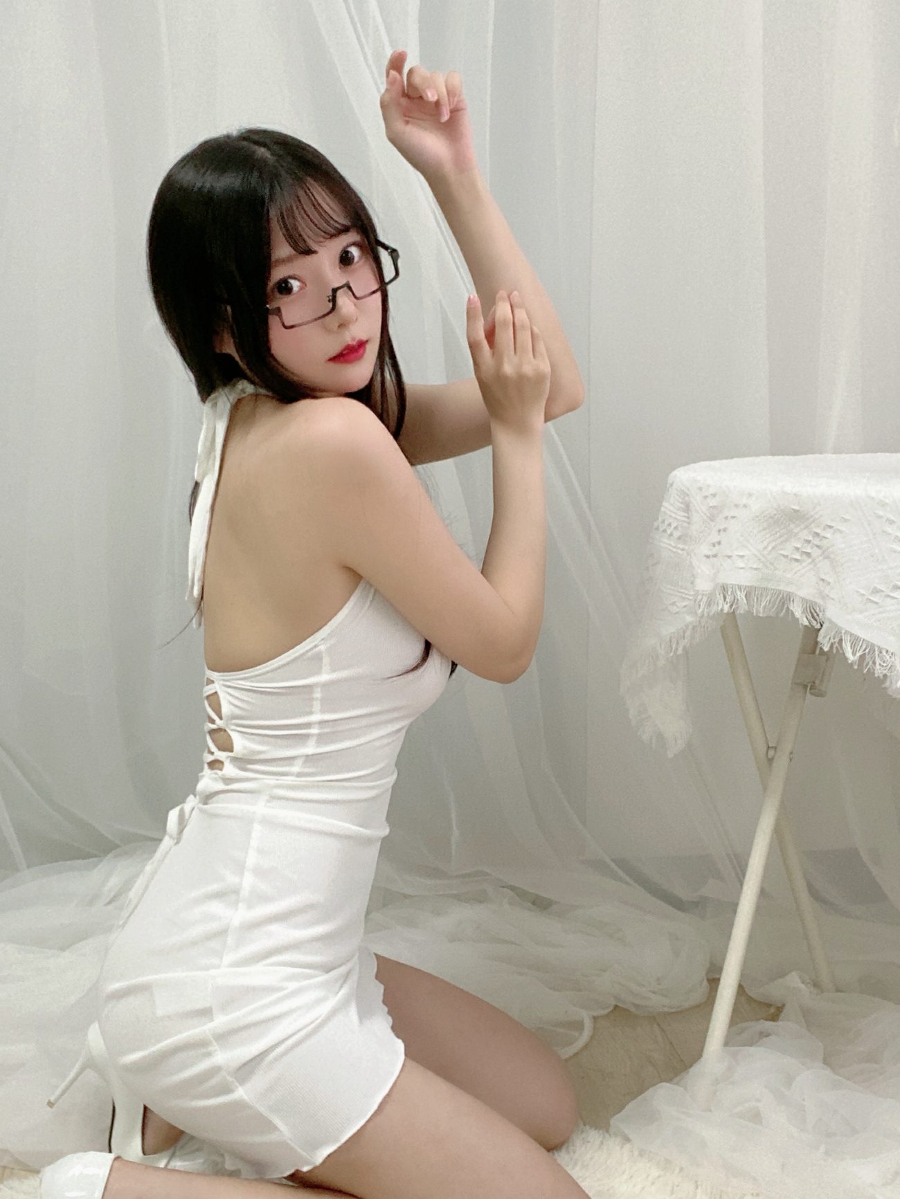 图片[30]-香草喵露露- 白短连衣裙[34P] – 速更版-美库