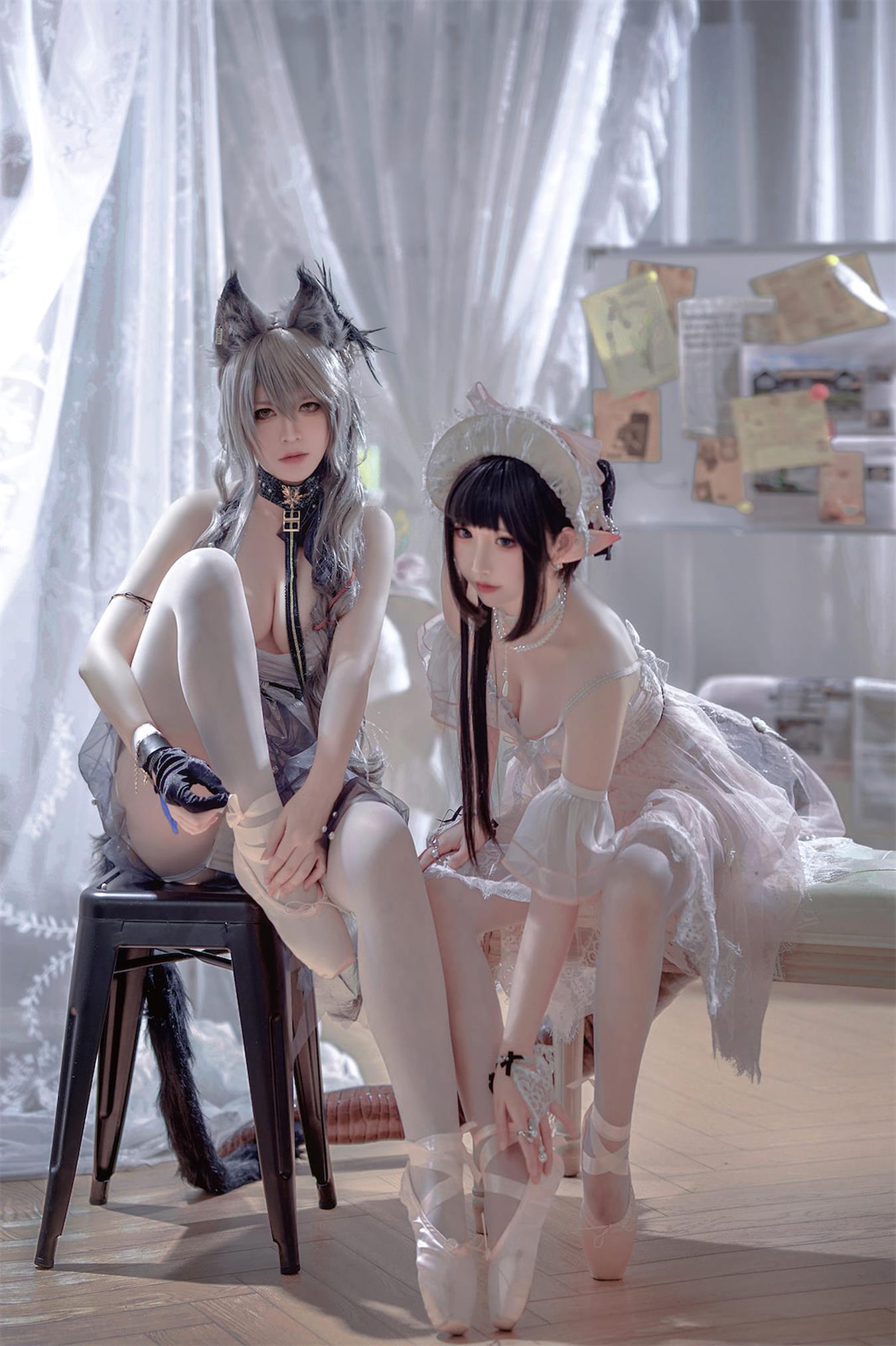 图片[11]-可爱人气Coser面饼仙儿&半半子 Arknights 黑x森蚺バレエ [52P] – 速更版-美库