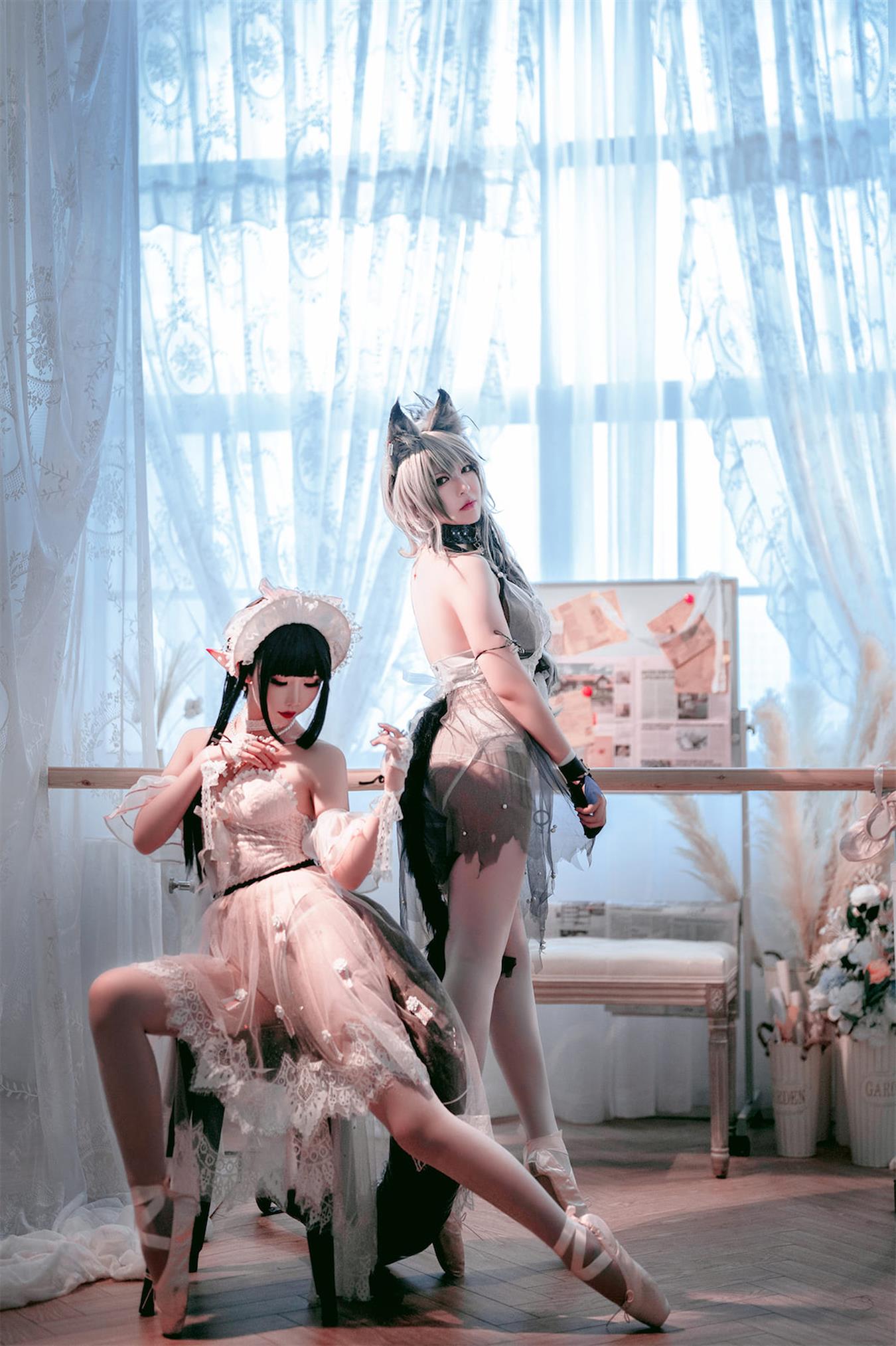 图片[29]-可爱人气Coser面饼仙儿&半半子 Arknights 黑x森蚺バレエ [52P] – 速更版-美库