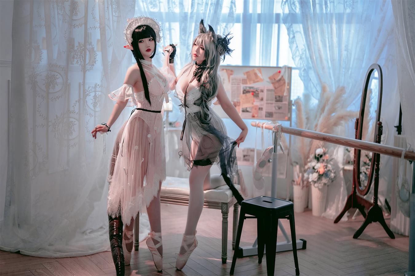 图片[30]-可爱人气Coser面饼仙儿&半半子 Arknights 黑x森蚺バレエ [52P] – 速更版-美库