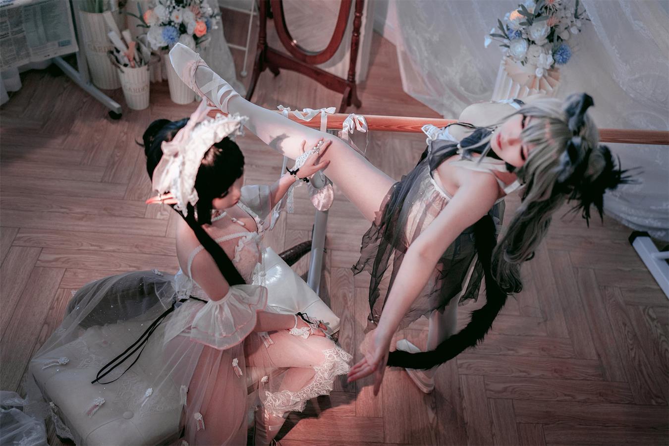 图片[47]-可爱人气Coser面饼仙儿&半半子 Arknights 黑x森蚺バレエ [52P] – 速更版-美库