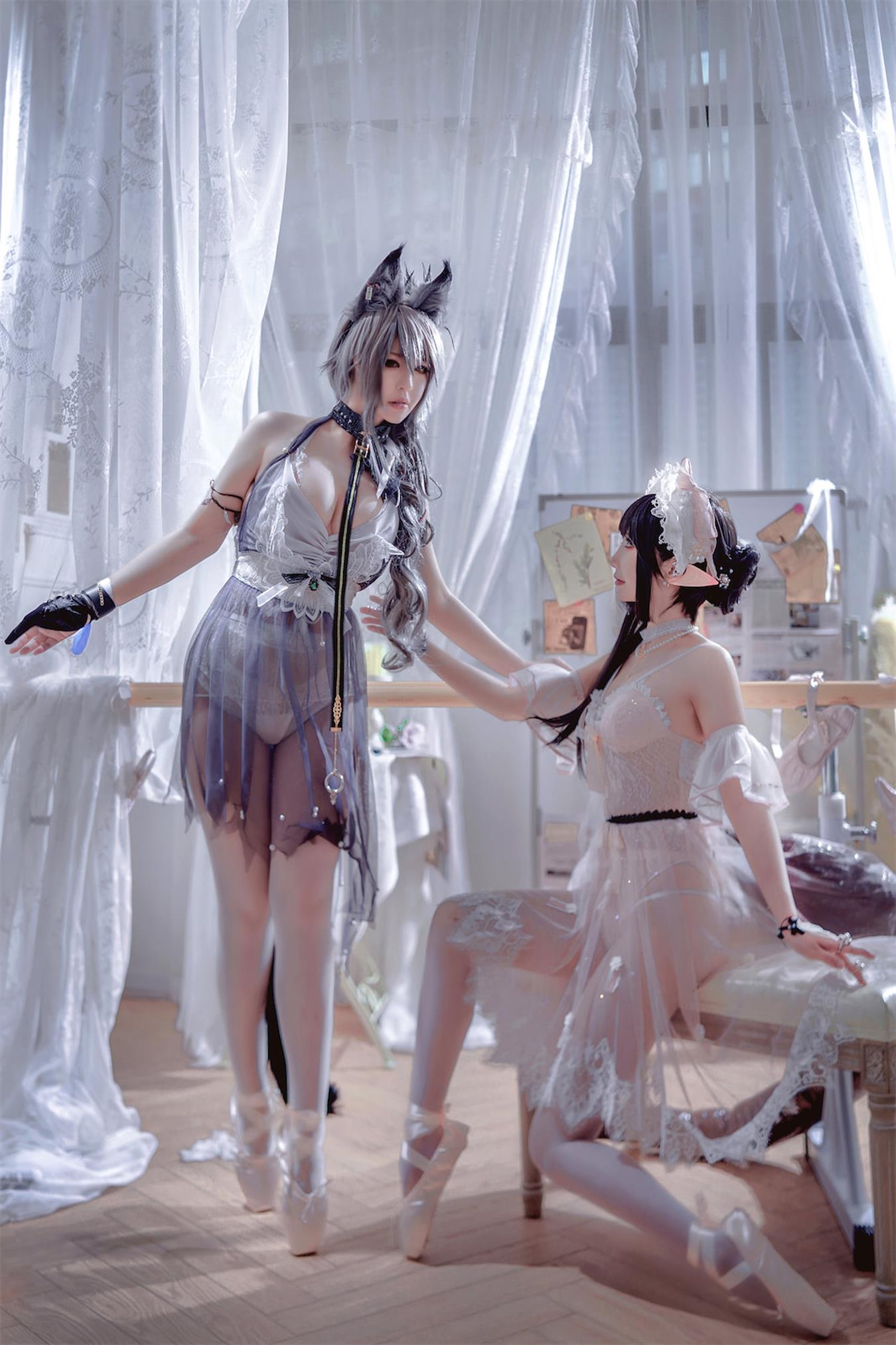 图片[48]-可爱人气Coser面饼仙儿&半半子 Arknights 黑x森蚺バレエ [52P] – 速更版-美库