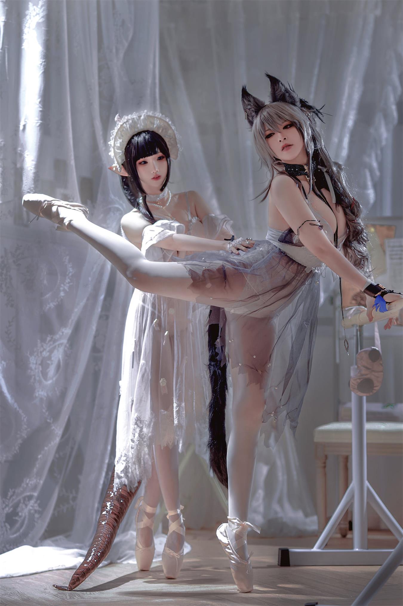 图片[51]-可爱人气Coser面饼仙儿&半半子 Arknights 黑x森蚺バレエ [52P] – 速更版-美库