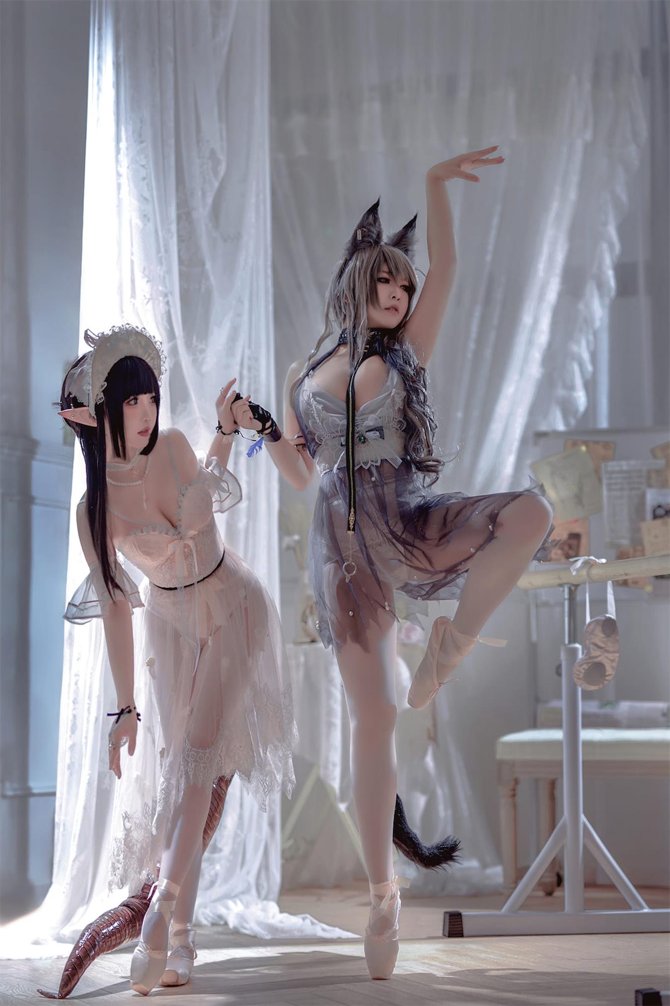 图片[53]-可爱人气Coser面饼仙儿&半半子 Arknights 黑x森蚺バレエ [52P] – 速更版-美库