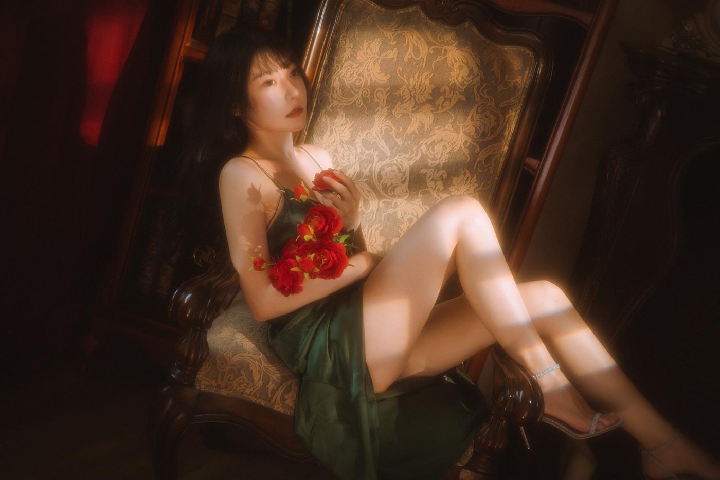 图片[27]-网紅Coser@香草喵露露  杨枝甘露 绿色连衣裙 [45P] – 速更版-美库