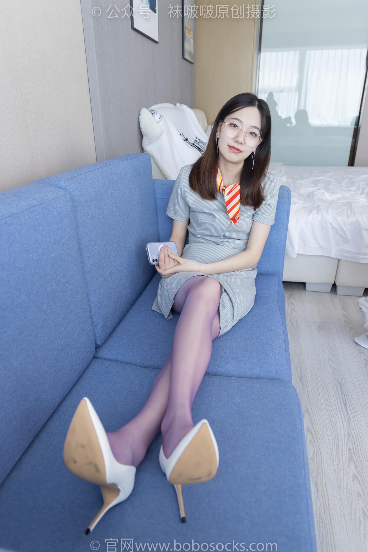 图片[46]-[BoBoSocks袜啵啵]NO.205 小甜豆-白色高跟鞋、紫色油亮丝袜[140P] – 速更版-美库