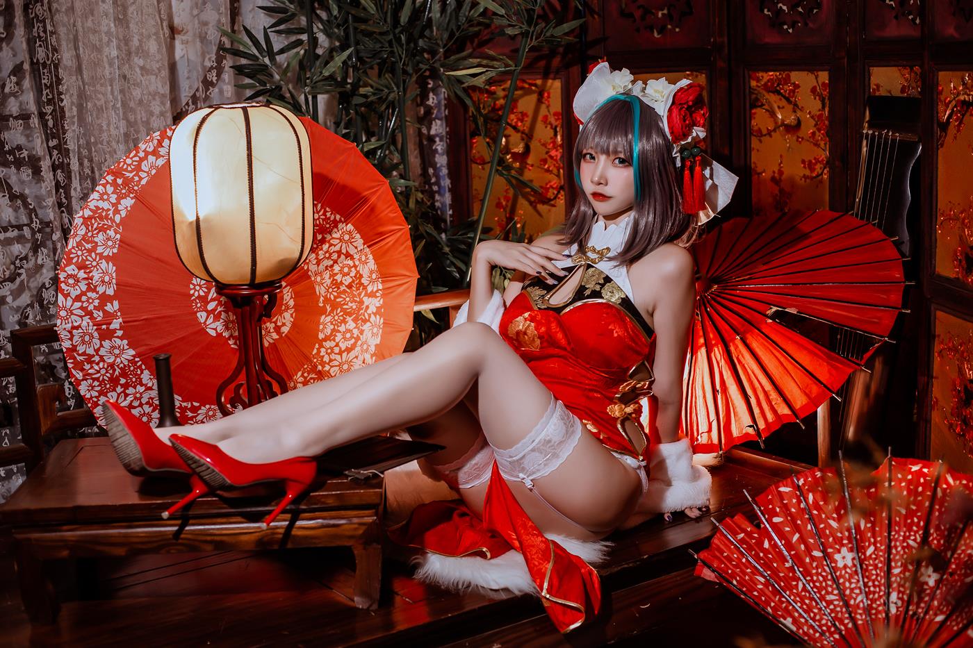 图片[30]-二佐Nisa – 碧蓝 柴郡旗袍[29P] – 速更版-美库