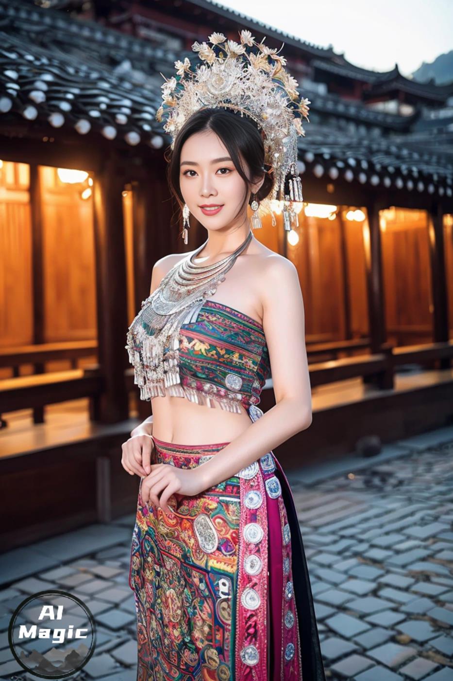 图片[12]-[AI绘画] 036 民族装的漂亮魔法秀[65P] – 速更版-美库