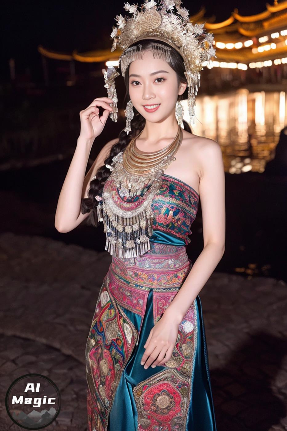 图片[13]-[AI绘画] 036 民族装的漂亮魔法秀[65P] – 速更版-美库