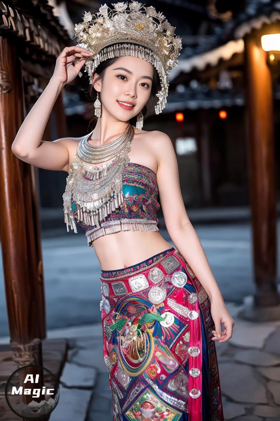 图片[16]-[AI绘画] 036 民族装的漂亮魔法秀[65P] – 速更版-美库