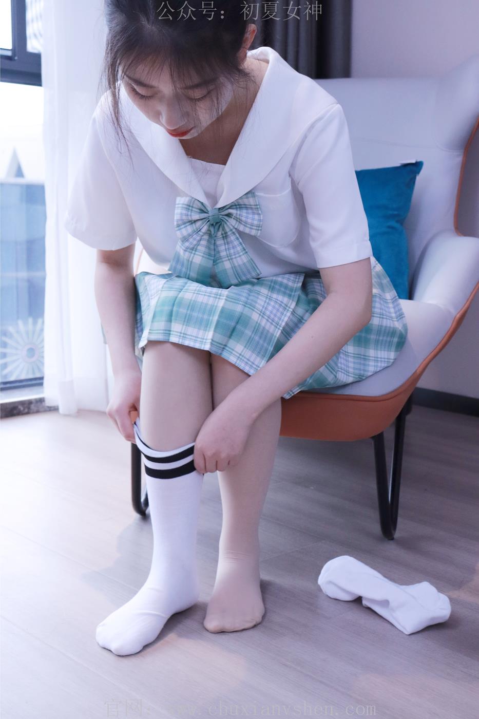 图片[16]-初夏女神 NO.013 念念 常规S码绿色JK套搭配小白鞋[126P] – 速更版-美库