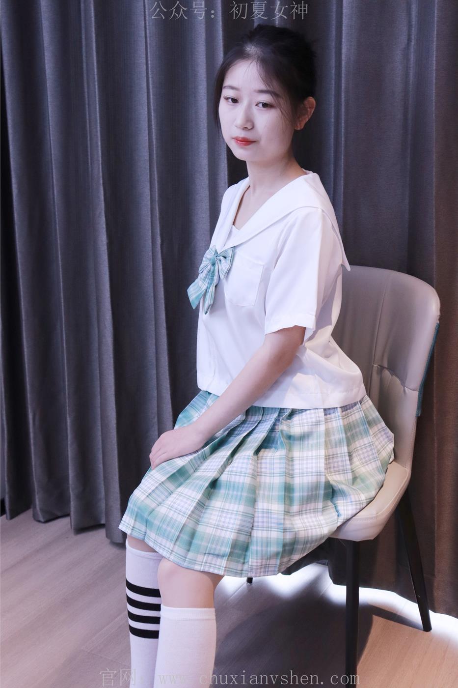 图片[23]-初夏女神 NO.013 念念 常规S码绿色JK套搭配小白鞋[126P] – 速更版-美库