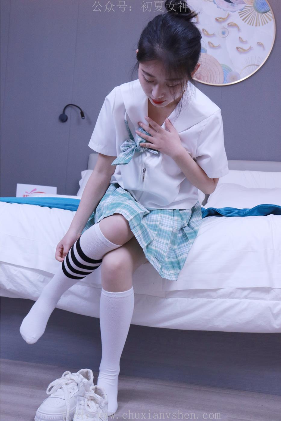 图片[100]-初夏女神 NO.013 念念 常规S码绿色JK套搭配小白鞋[126P] – 速更版-美库