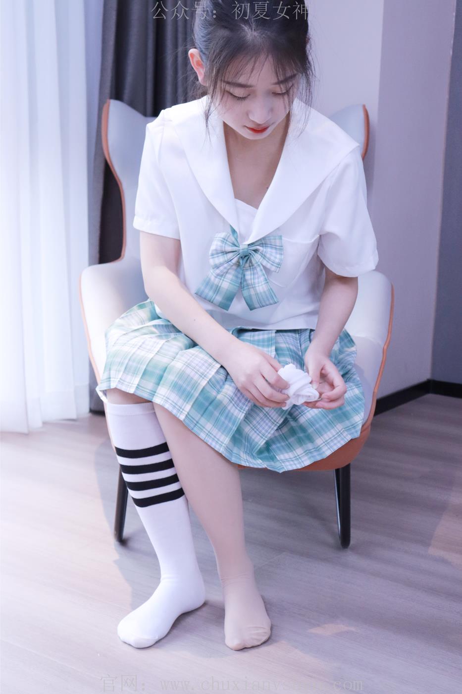 图片[126]-初夏女神 NO.013 念念 常规S码绿色JK套搭配小白鞋[126P] – 速更版-美库