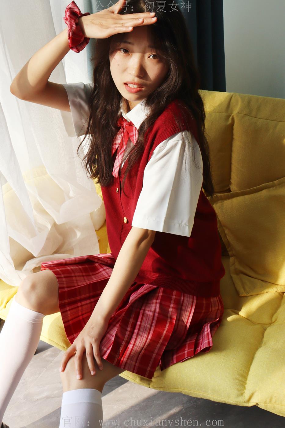 图片[12]-初夏女神  蓝莓 S码大红色JK套搭小黑皮鞋[100P] – 速更版-美库