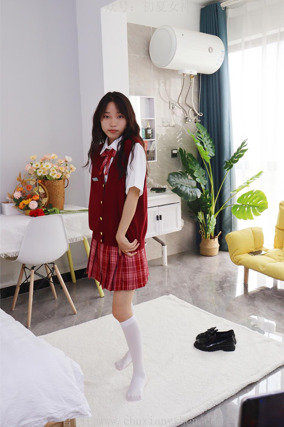 图片[96]-初夏女神  蓝莓 S码大红色JK套搭小黑皮鞋[100P] – 速更版-美库