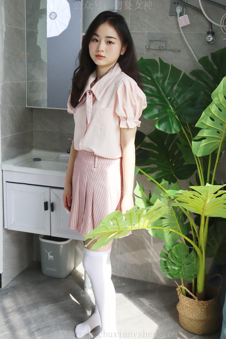 图片[95]-初夏女神 十一 粉色S码休闲JK搭白色高跟鞋[97P] – 速更版-美库