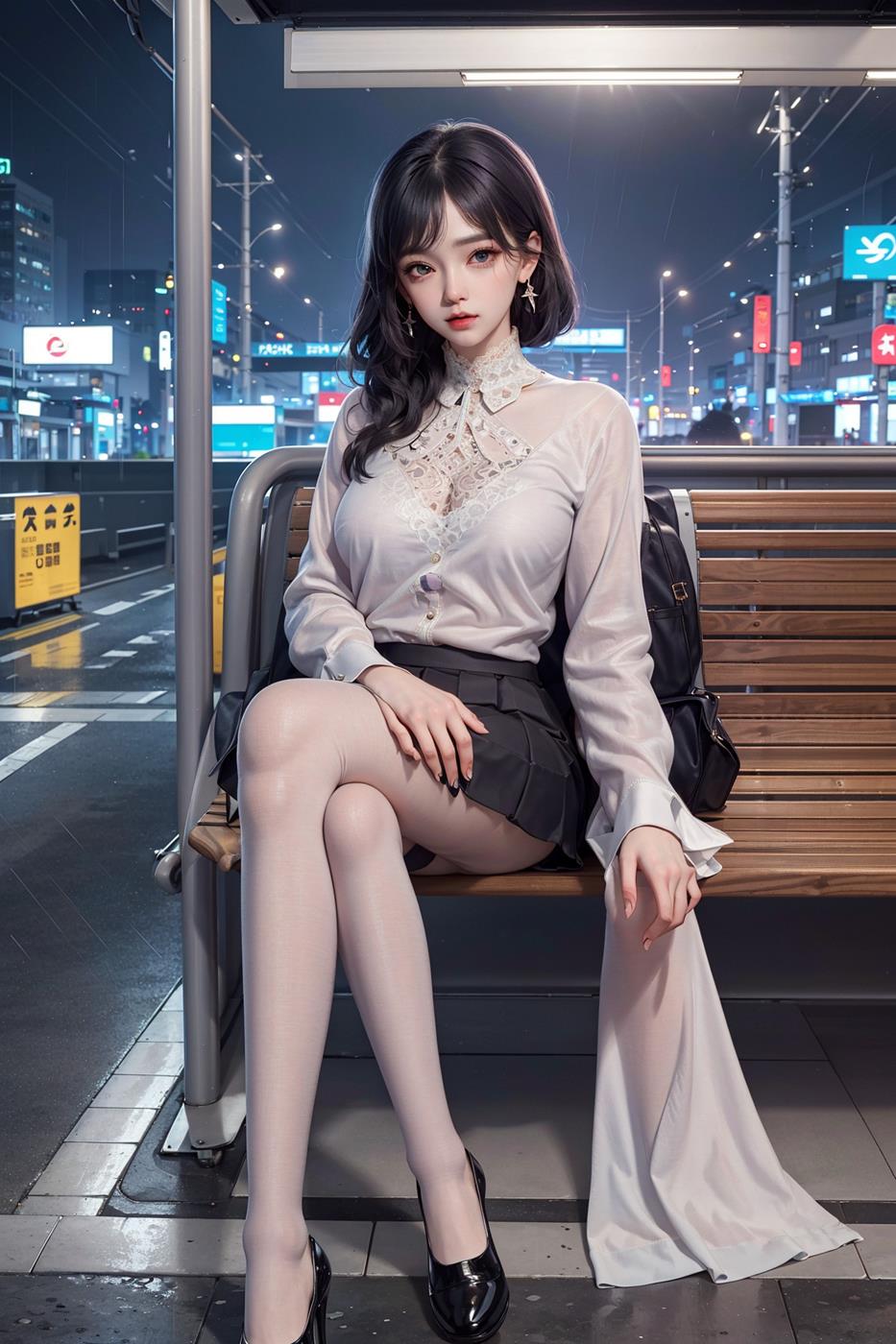 图片[22]-[[AI绘画] 051 黑白丝 电车 M腿 大摆诱姿[41P] – 速更版-美库