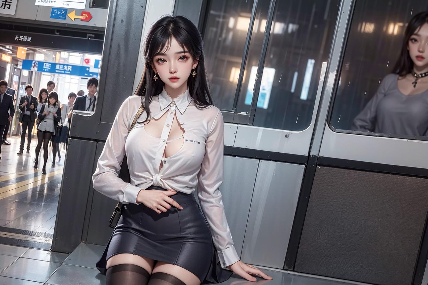 图片[24]-[[AI绘画] 051 黑白丝 电车 M腿 大摆诱姿[41P] – 速更版-美库