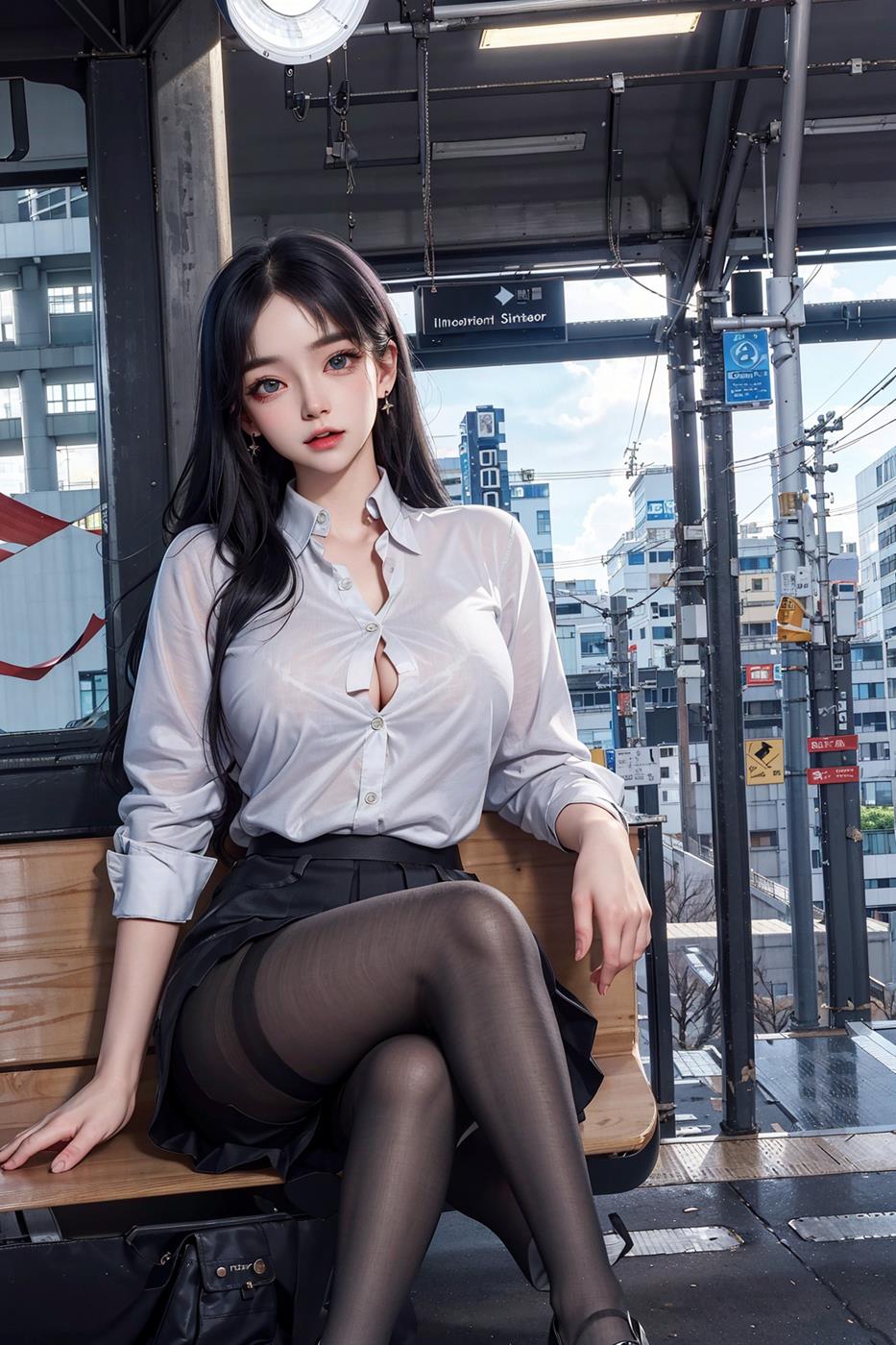 图片[30]-[[AI绘画] 051 黑白丝 电车 M腿 大摆诱姿[41P] – 速更版-美库