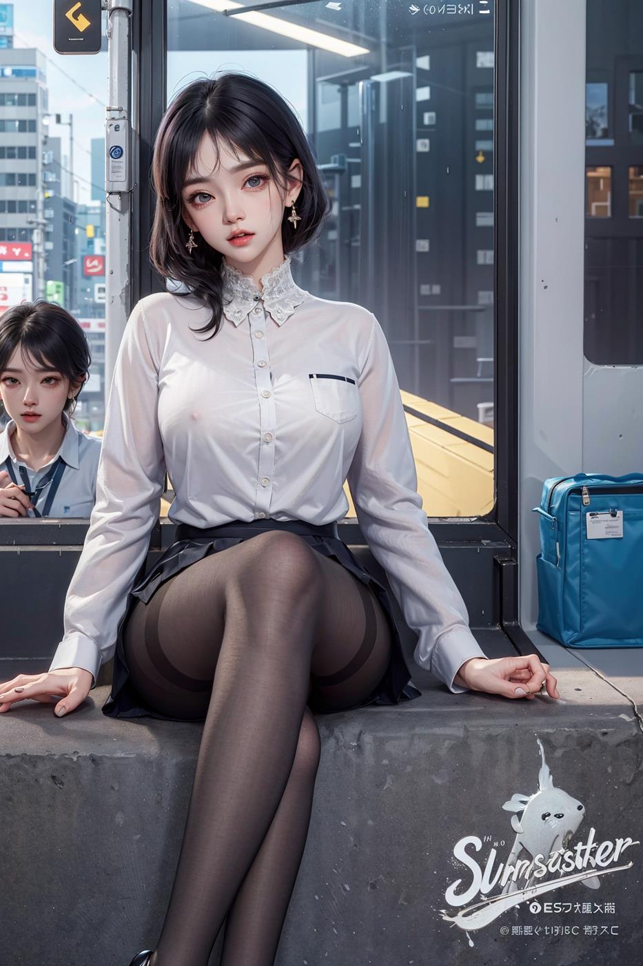 图片[35]-[[AI绘画] 051 黑白丝 电车 M腿 大摆诱姿[41P] – 速更版-美库