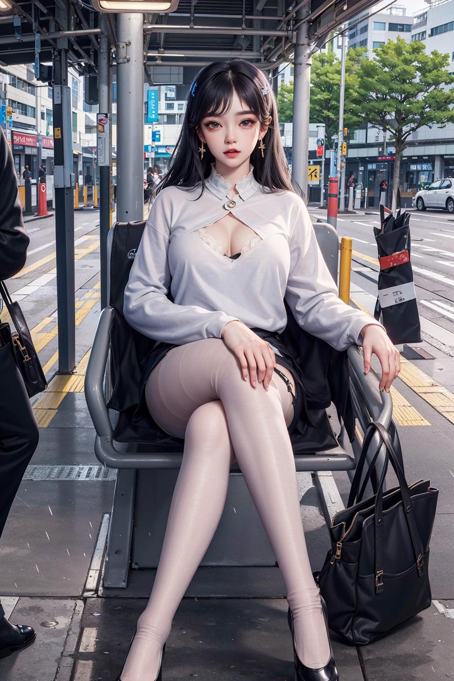 图片[41]-[[AI绘画] 051 黑白丝 电车 M腿 大摆诱姿[41P] – 速更版-美库