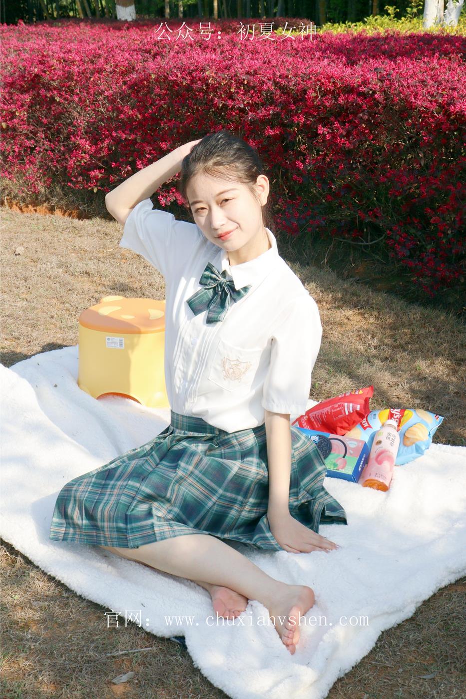 图片[86]-初夏女神 NO.019 念念 墨绿色JK搭配三叶草贝壳头鞋期[155P] – 速更版-美库