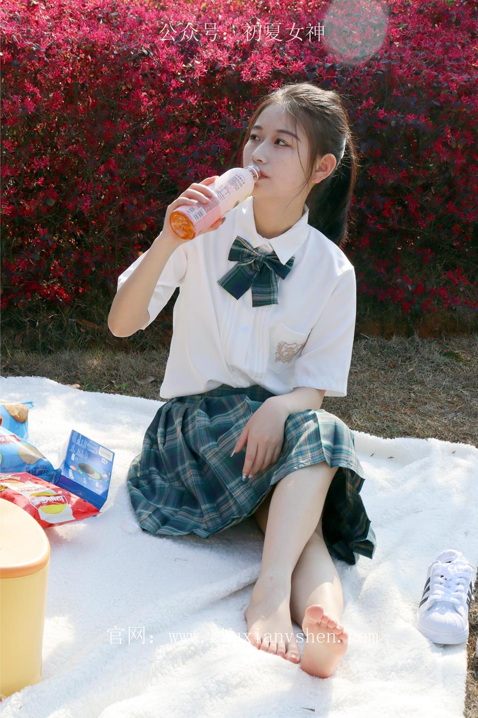 图片[88]-初夏女神 NO.019 念念 墨绿色JK搭配三叶草贝壳头鞋期[155P] – 速更版-美库