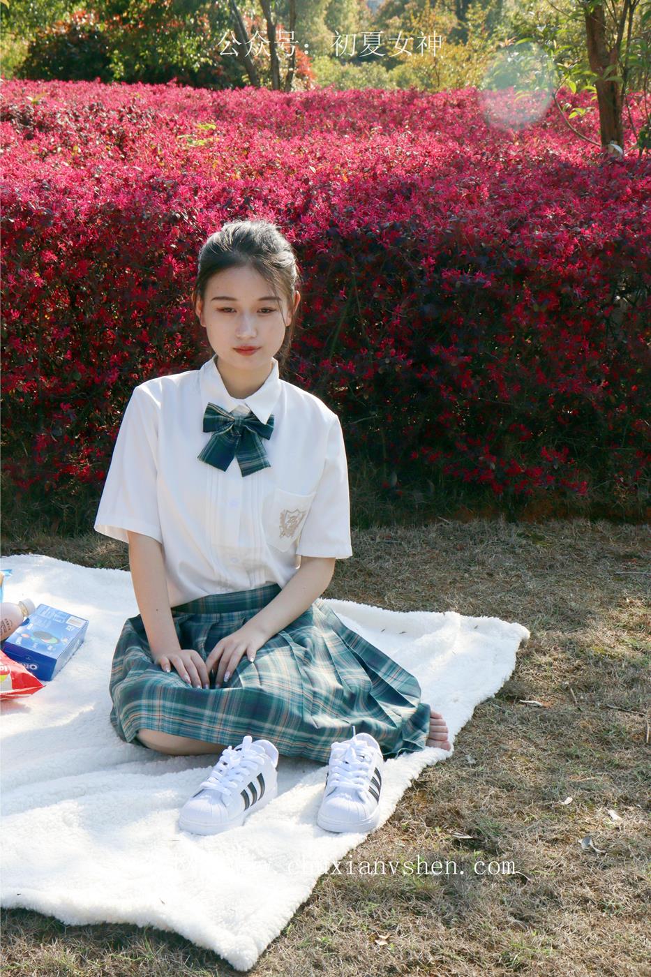 图片[102]-初夏女神 NO.019 念念 墨绿色JK搭配三叶草贝壳头鞋期[155P] – 速更版-美库