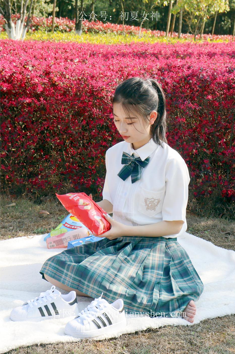 图片[103]-初夏女神 NO.019 念念 墨绿色JK搭配三叶草贝壳头鞋期[155P] – 速更版-美库