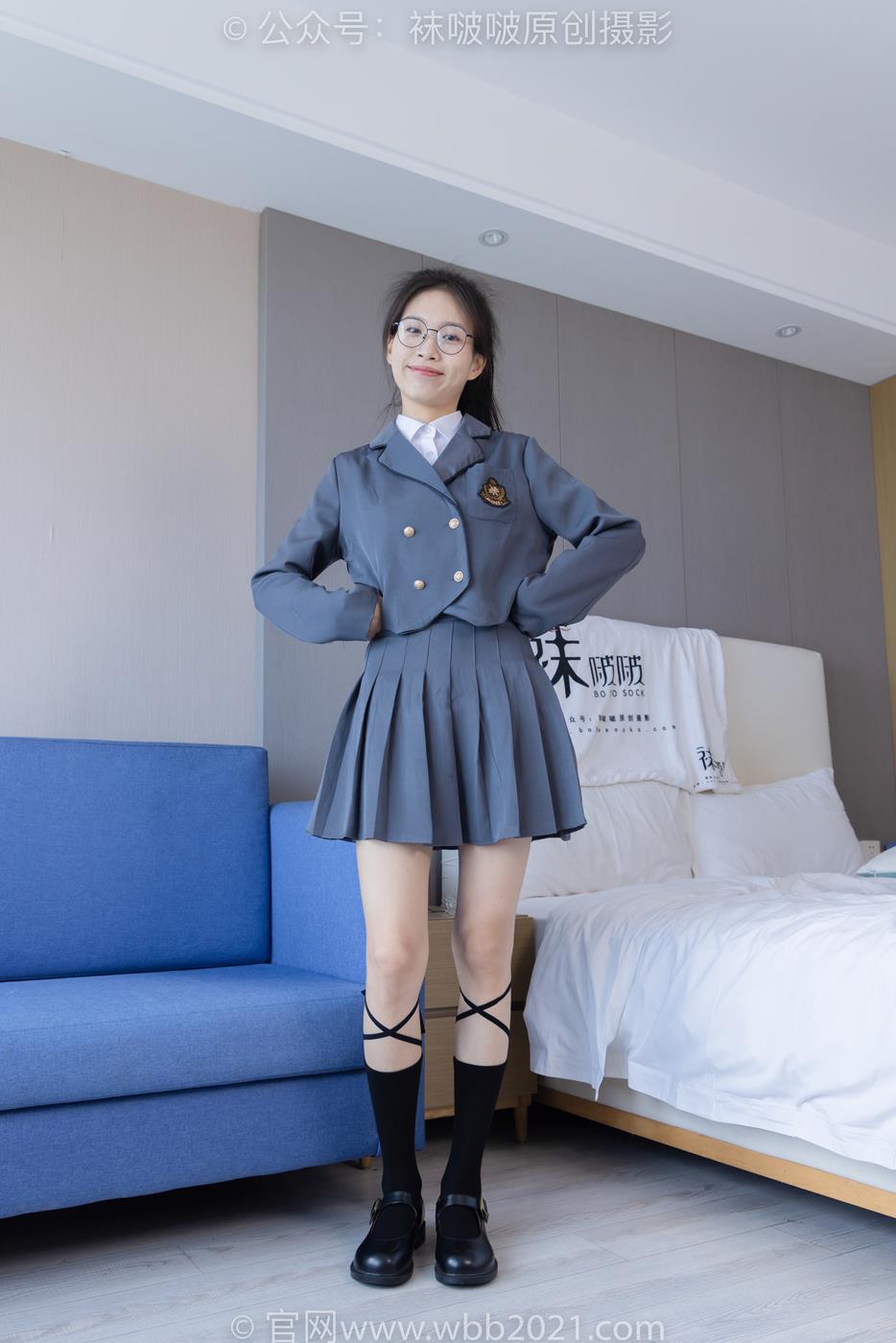 图片[10]-[BoBoSocks袜啵啵]NO.268 芝士-黑皮鞋、绑带黑棉袜、学院制服[140P] – 速更版-美库