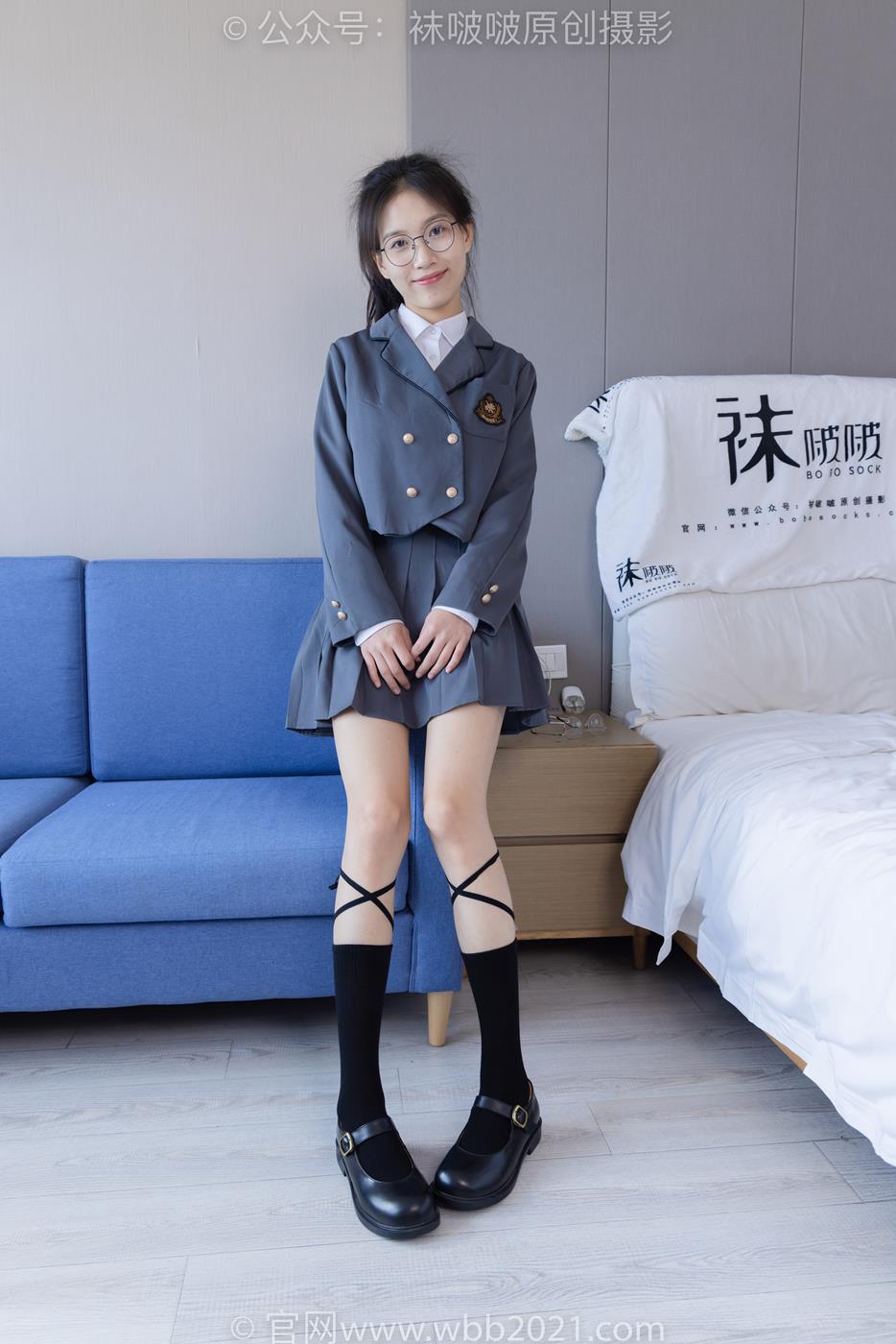 图片[20]-[BoBoSocks袜啵啵]NO.268 芝士-黑皮鞋、绑带黑棉袜、学院制服[140P] – 速更版-美库