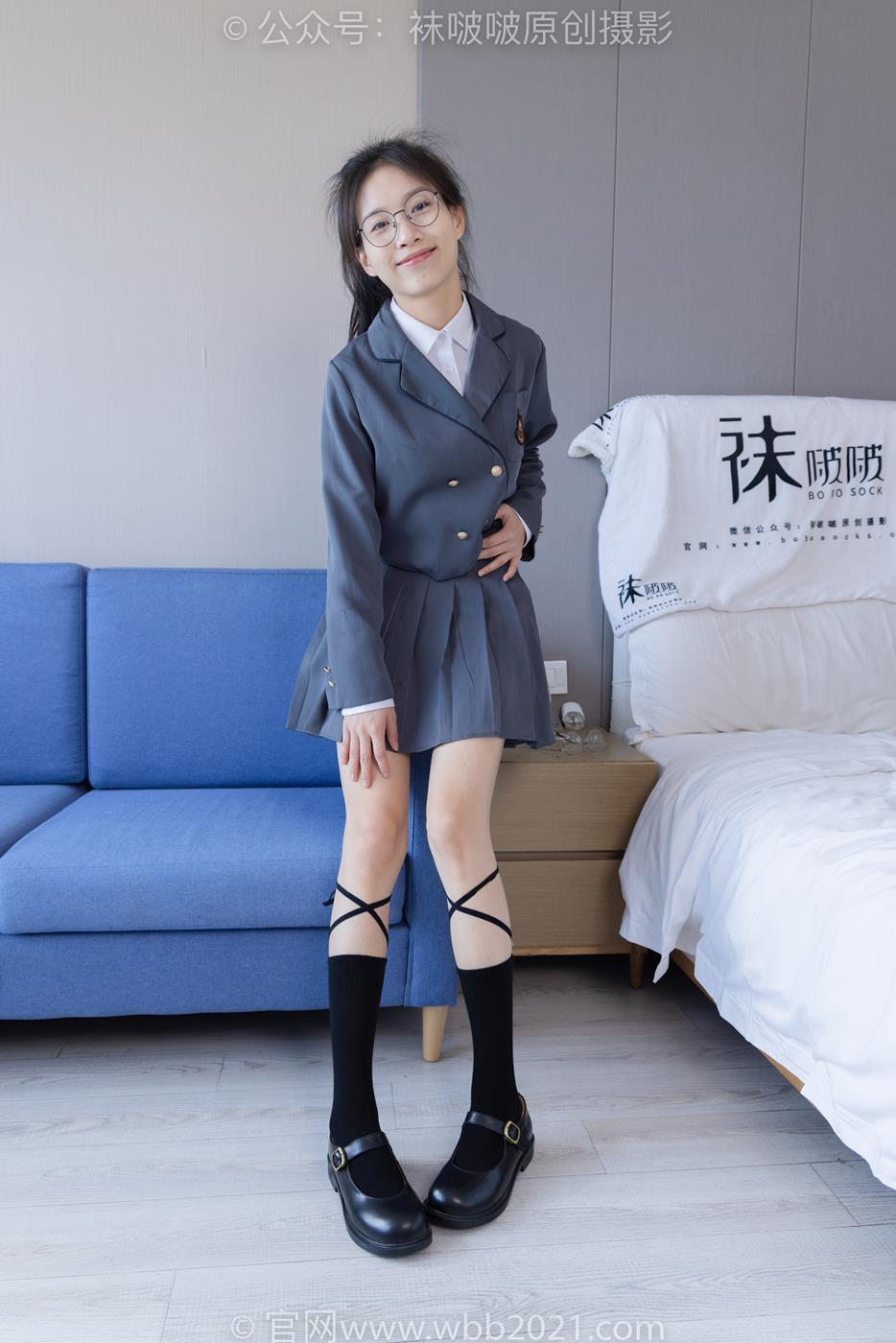 图片[21]-[BoBoSocks袜啵啵]NO.268 芝士-黑皮鞋、绑带黑棉袜、学院制服[140P] – 速更版-美库