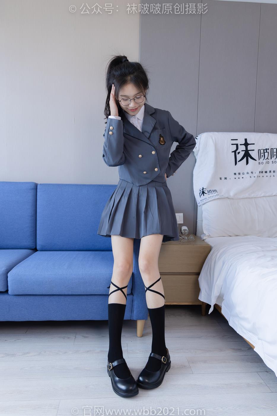 图片[22]-[BoBoSocks袜啵啵]NO.268 芝士-黑皮鞋、绑带黑棉袜、学院制服[140P] – 速更版-美库