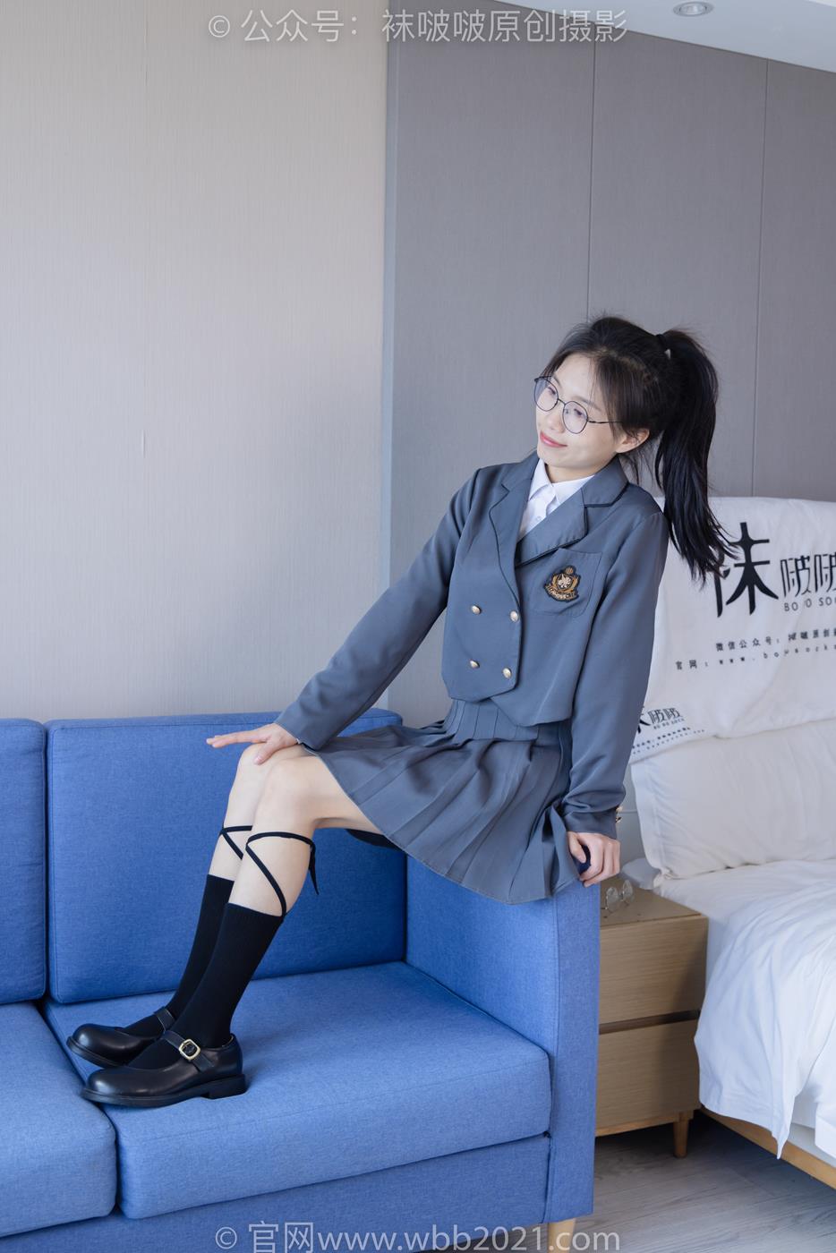 图片[29]-[BoBoSocks袜啵啵]NO.268 芝士-黑皮鞋、绑带黑棉袜、学院制服[140P] – 速更版-美库