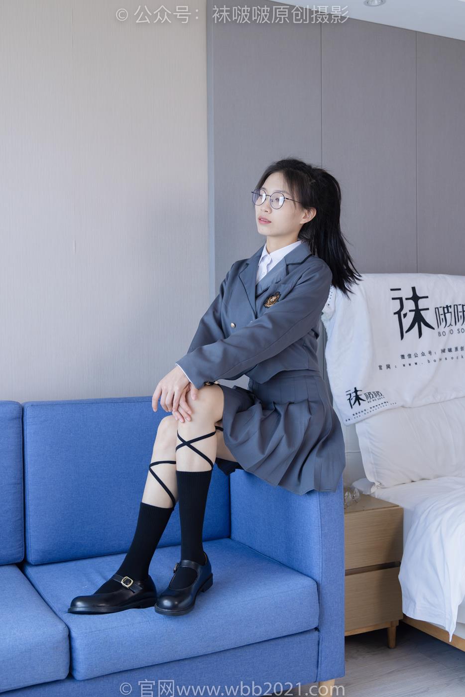 图片[32]-[BoBoSocks袜啵啵]NO.268 芝士-黑皮鞋、绑带黑棉袜、学院制服[140P] – 速更版-美库