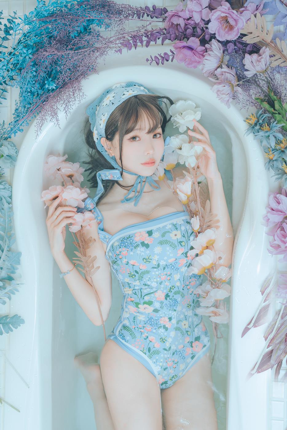 图片[27]-Ely_eee(ElyEE子) – 復古水藍花[38P] – 速更版-美库