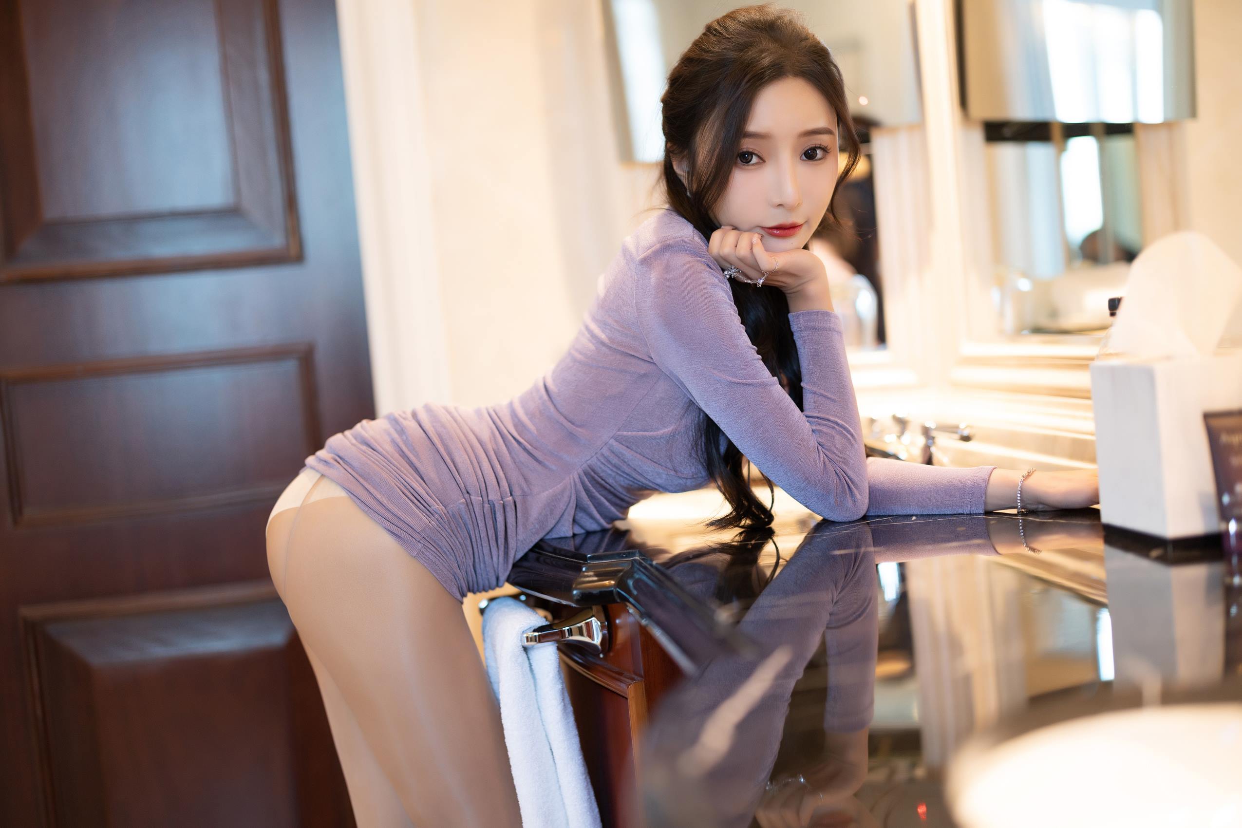 图片[11]-王馨瑶Yanni – 内购 皮草紫色裙子[43P] – 速更版-美库