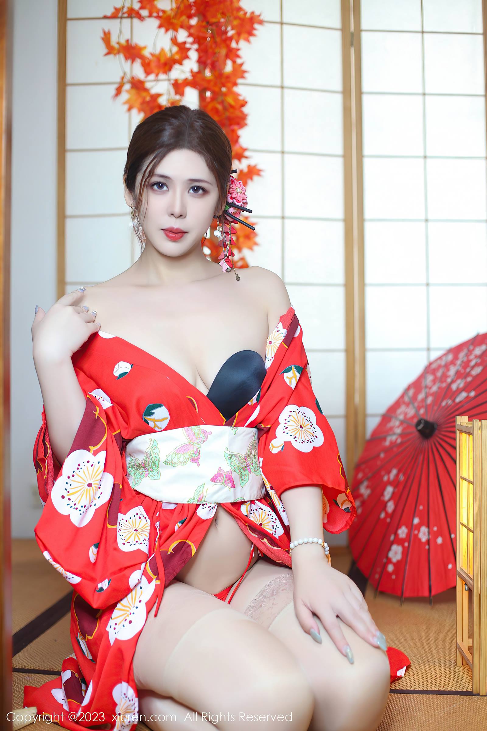 图片[11]-[Xiuren秀人网]2023.11.29 NO.7736 月野兔美妞 红色肉丝和服 [9+1P] – 速更版-美库