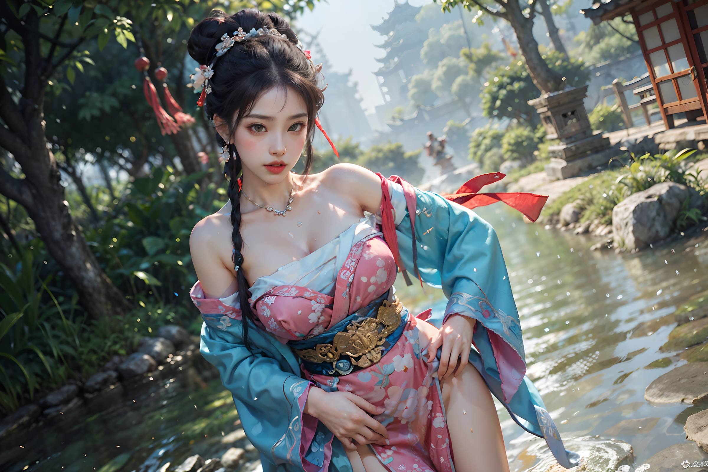 图片[23]-AI绘画 066 横向可做壁纸的古风美仁 [22P] – 速更版-美库