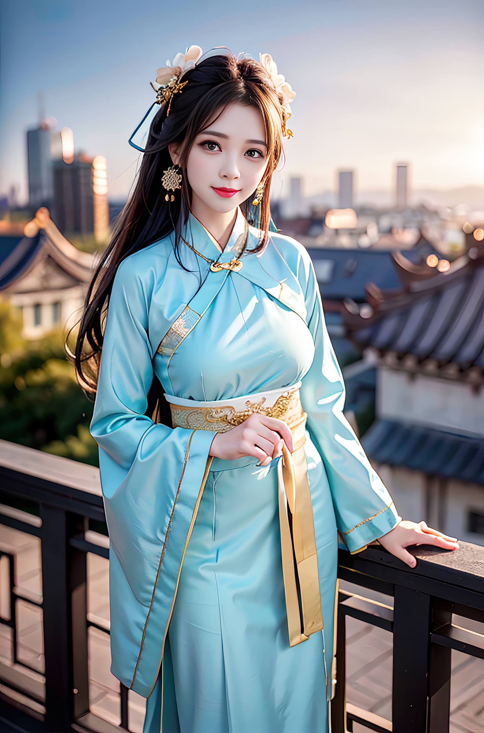 图片[31]-AI绘画 069 温婉柔美穿着浅青色服饰的美女 [30P] – 速更版-美库