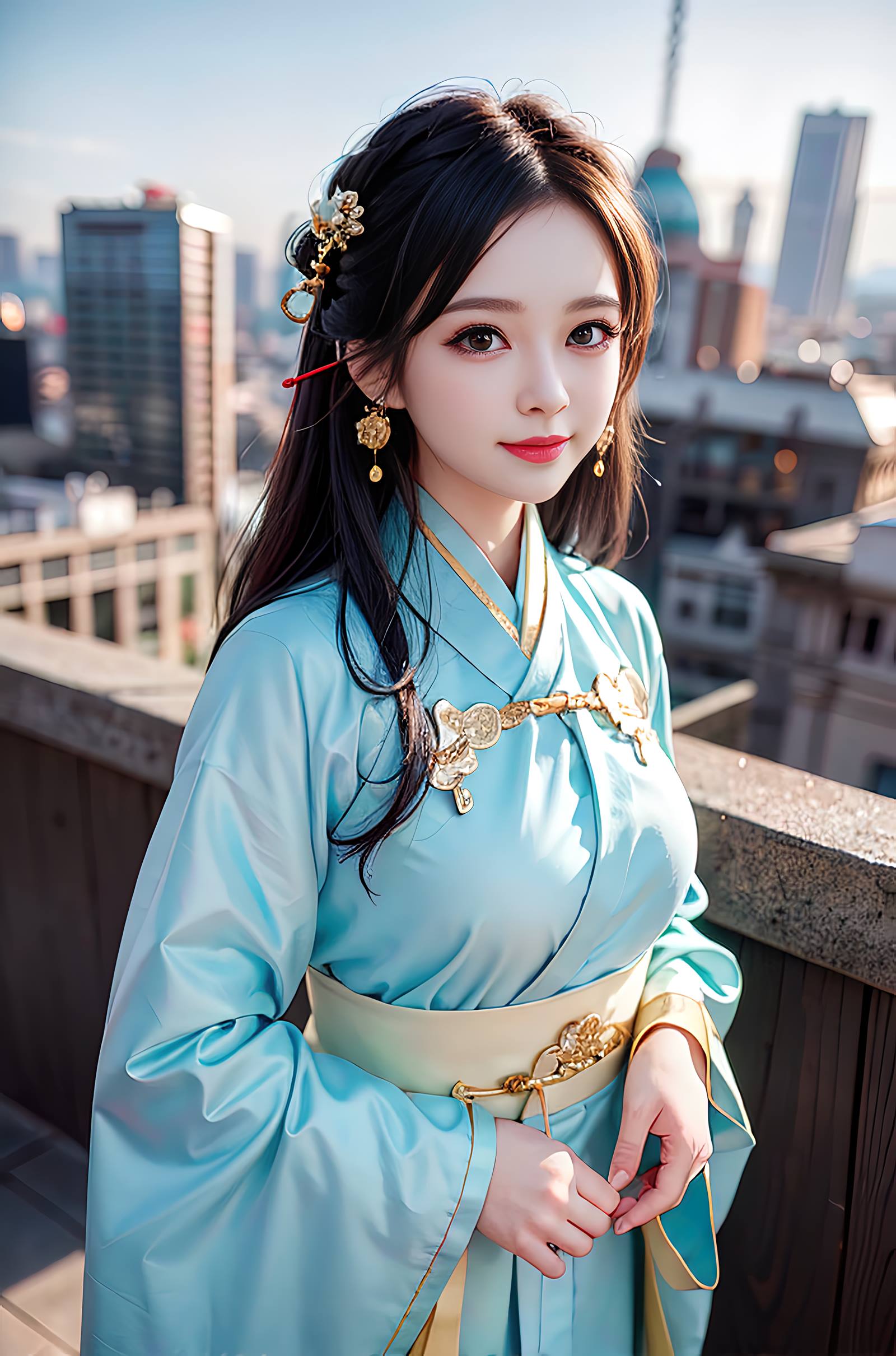 图片[26]-AI绘画 069 温婉柔美穿着浅青色服饰的美女 [30P] – 速更版-美库