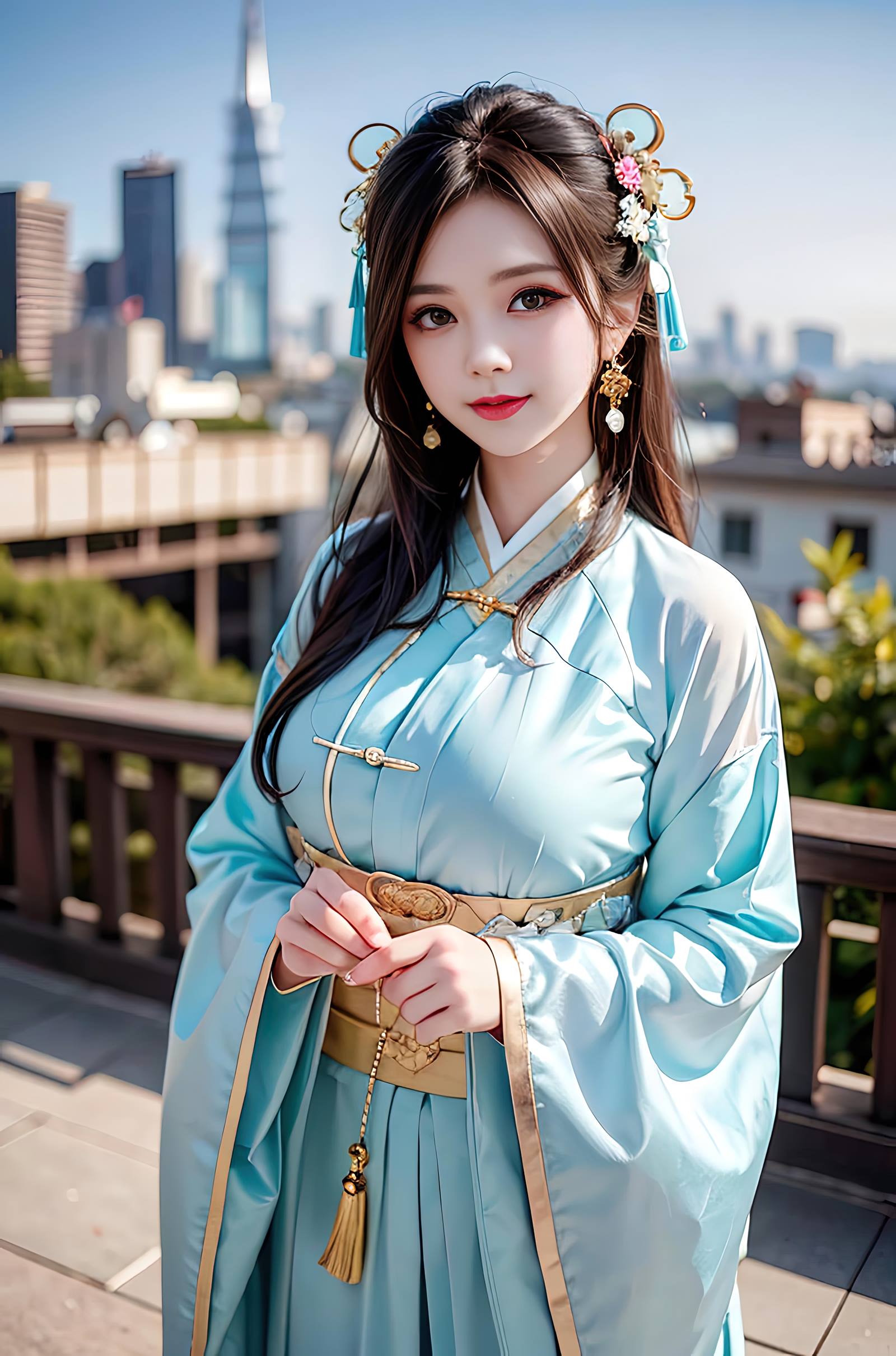 图片[23]-AI绘画 069 温婉柔美穿着浅青色服饰的美女 [30P] – 速更版-美库