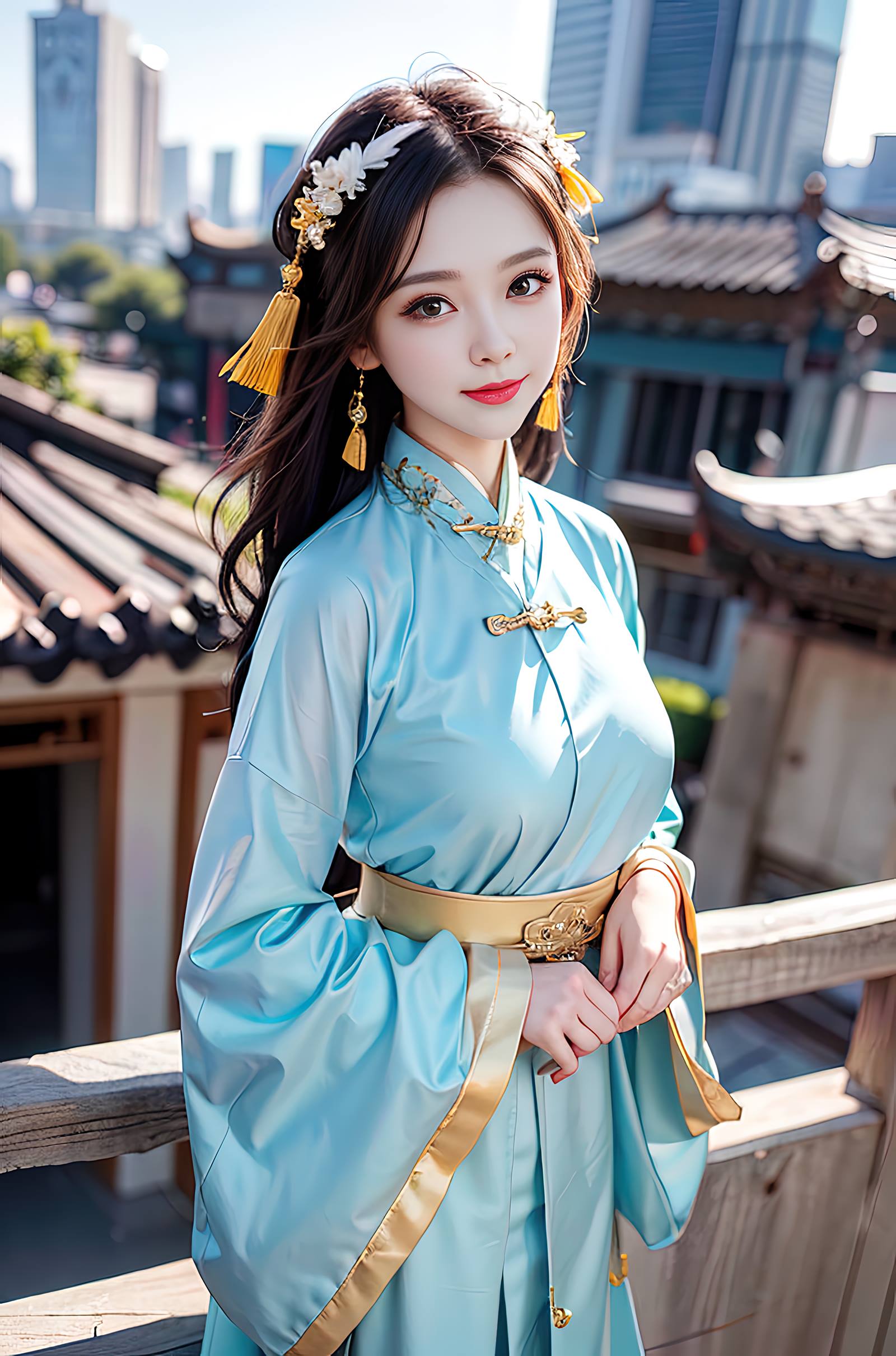 图片[22]-AI绘画 069 温婉柔美穿着浅青色服饰的美女 [30P] – 速更版-美库