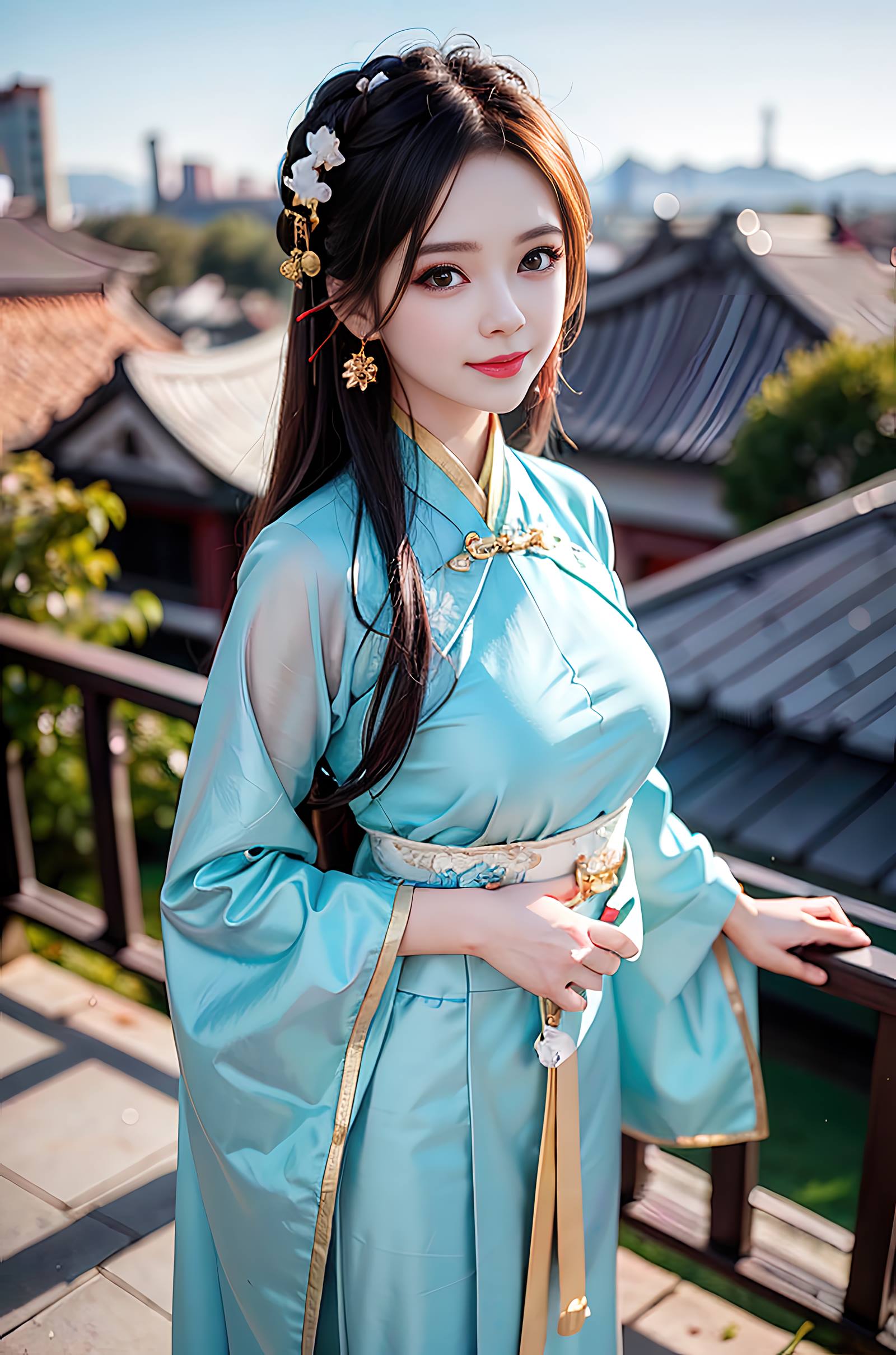 图片[16]-AI绘画 069 温婉柔美穿着浅青色服饰的美女 [30P] – 速更版-美库