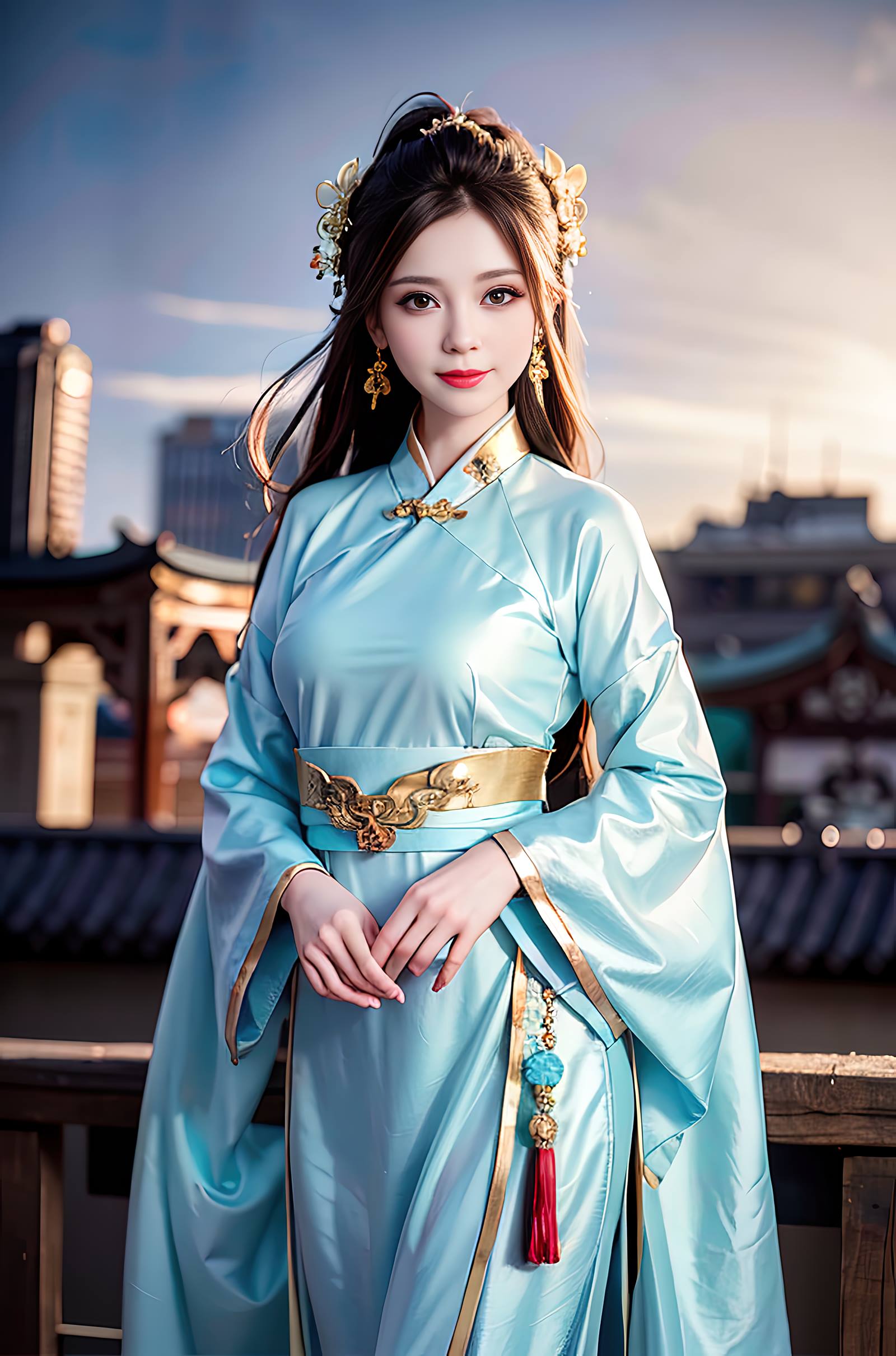 图片[12]-AI绘画 069 温婉柔美穿着浅青色服饰的美女 [30P] – 速更版-美库