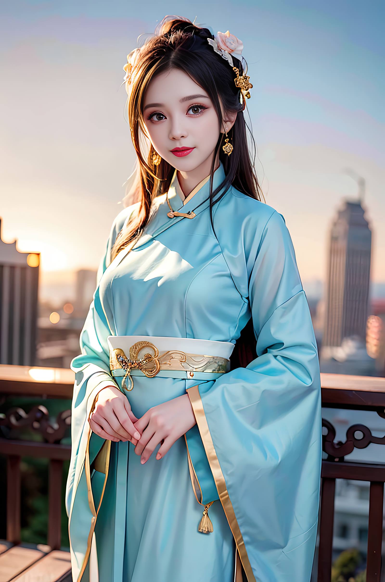 图片[11]-AI绘画 069 温婉柔美穿着浅青色服饰的美女 [30P] – 速更版-美库