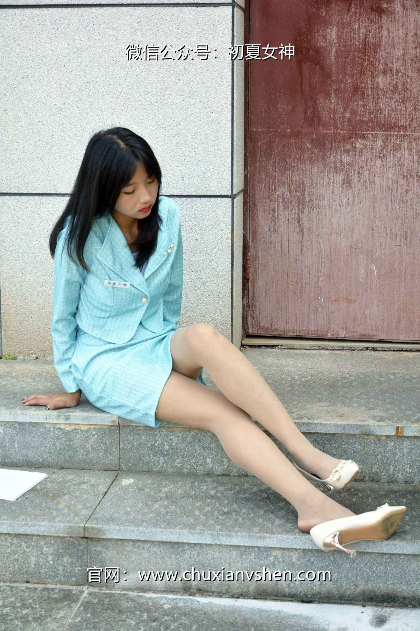 图片[18]-初夏女神 NO.079 点点 浅蓝正装[160P] – 速更版-美库