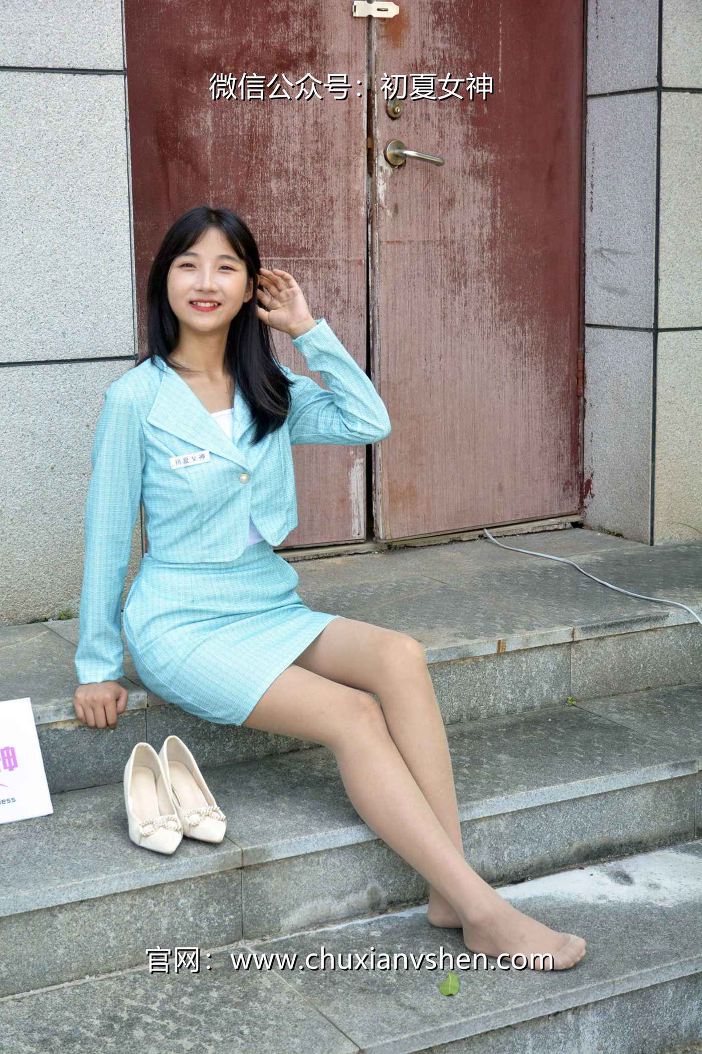 图片[19]-初夏女神 NO.079 点点 浅蓝正装[160P] – 速更版-美库
