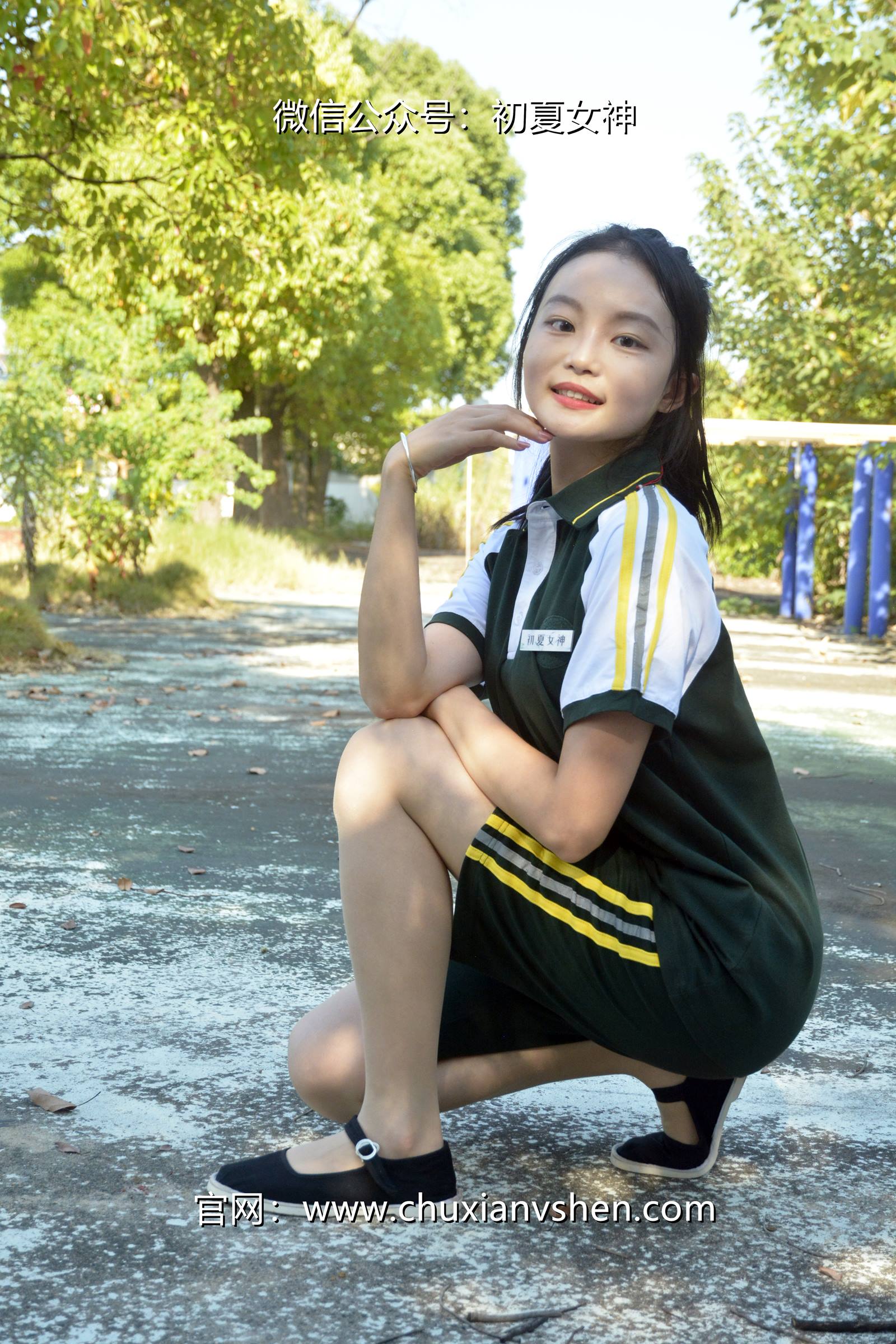 图片[142]-初夏女神 NO.080 双双 绿色校服[160P] – 速更版-美库